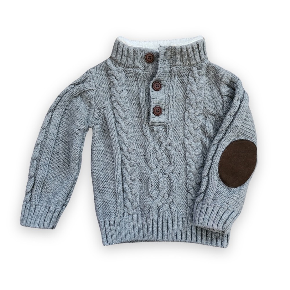 Grey Henley Sweater, Kid's 6-9M